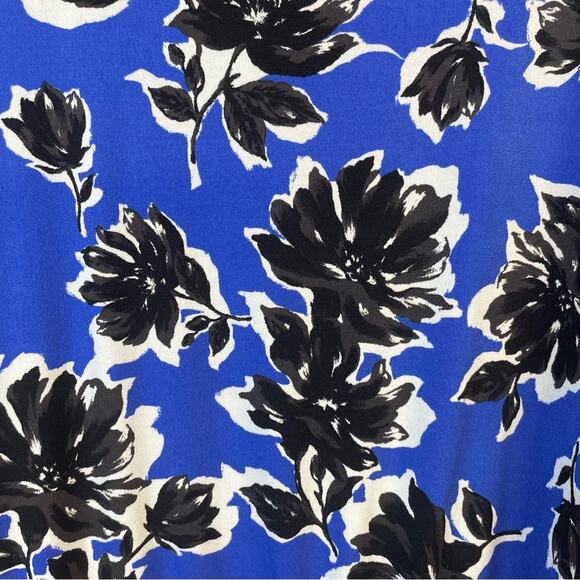 Lane Bryant Blue Black floral knit short sleeve belted dress womens 26 28 new - Picture 6 of 16